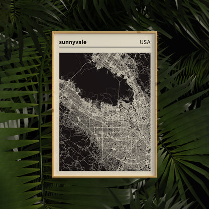 Sunnyvale - USA, Map Art Print