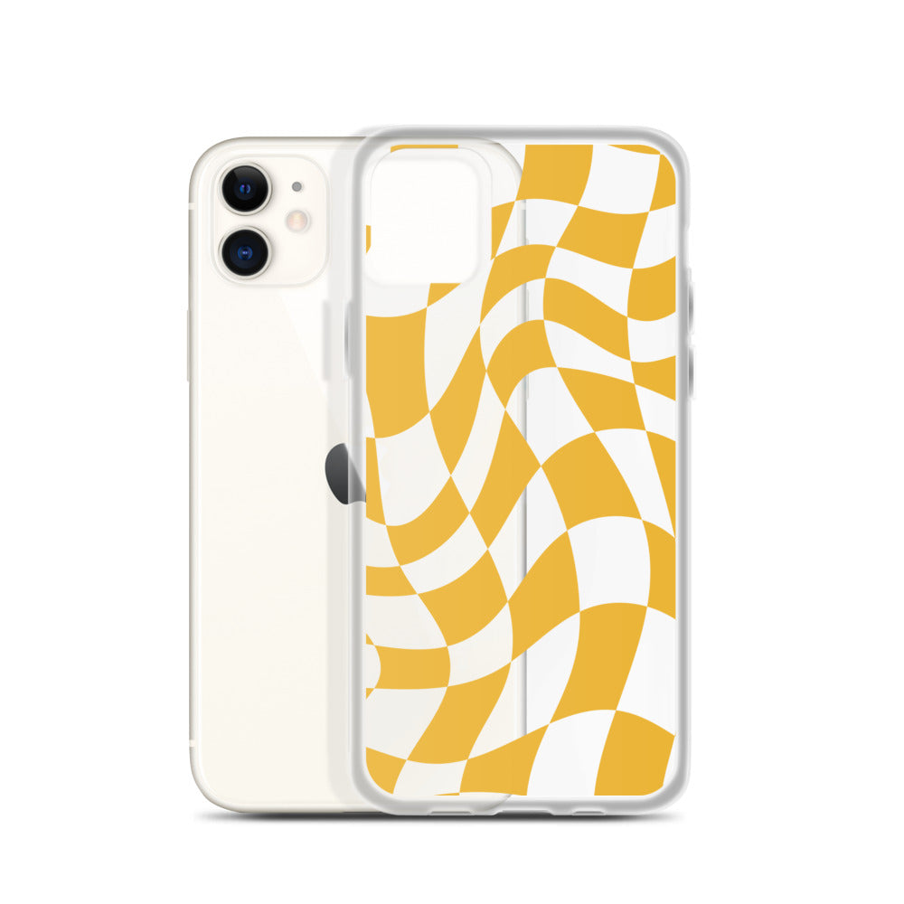 Yellow Retro Checkered iPhone Case