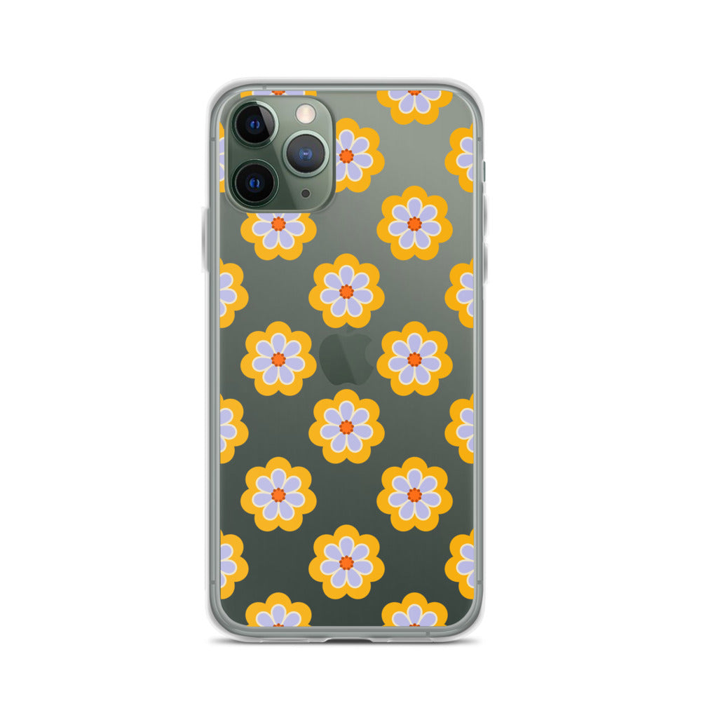 60s 70s Floral iPhone Clear Case