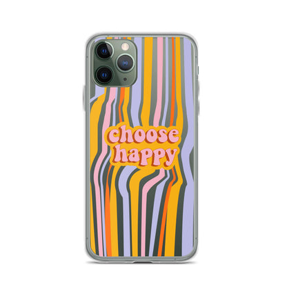 Choose Happy Retro iPhone Clear Case - HypeSheriff