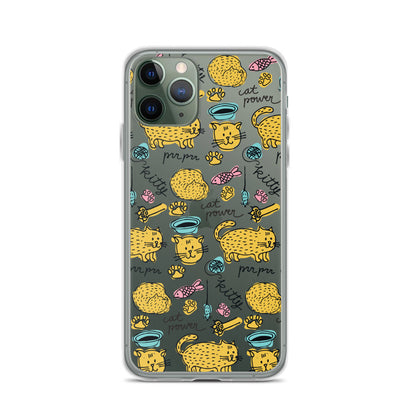Cat Power Pattern iPhone Clear Case - HypeSheriff