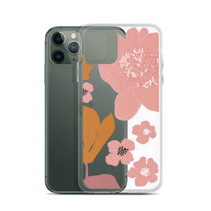 Pink Flowers Clear iPhone Case