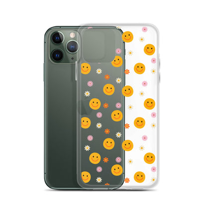 70s Retro Smiley Face Pattern iPhone Case