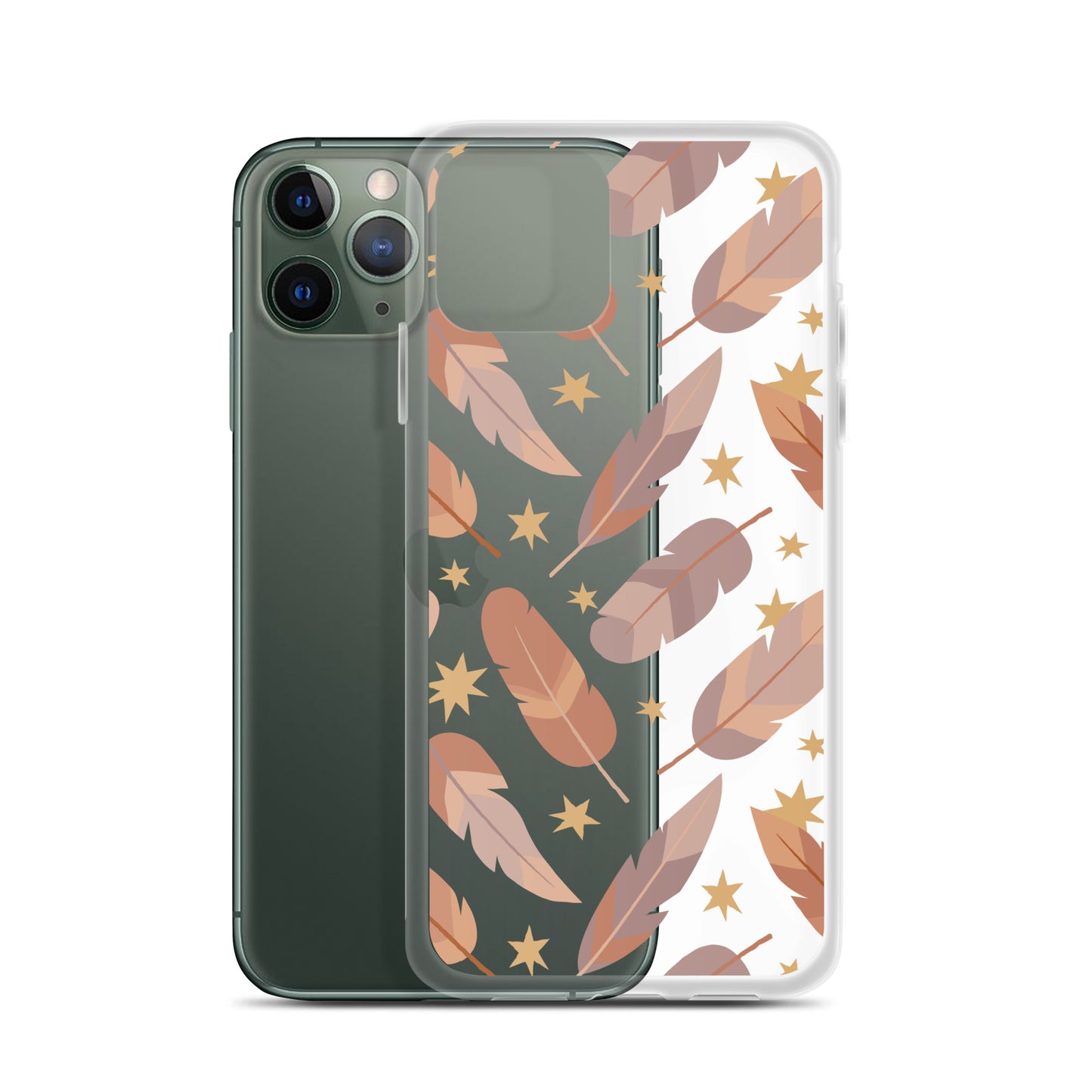 Beige Boho Feather Pattern iPhone Case