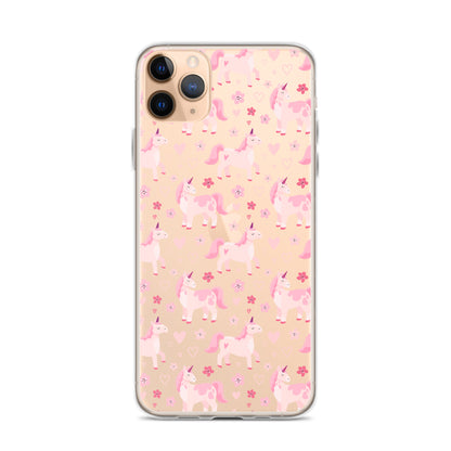 Childish Pink Unicorn Pattern iPhone Case