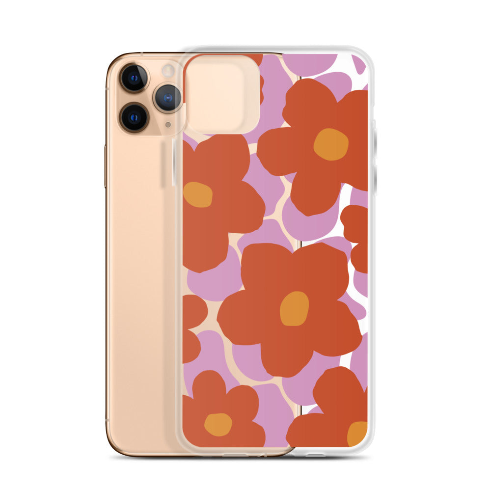 70s poppies drawing - iPhone Clear Case