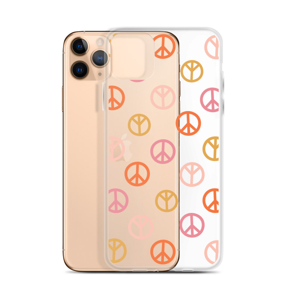 Retro Love&Peace iPhone Clear Case - HypeSheriff