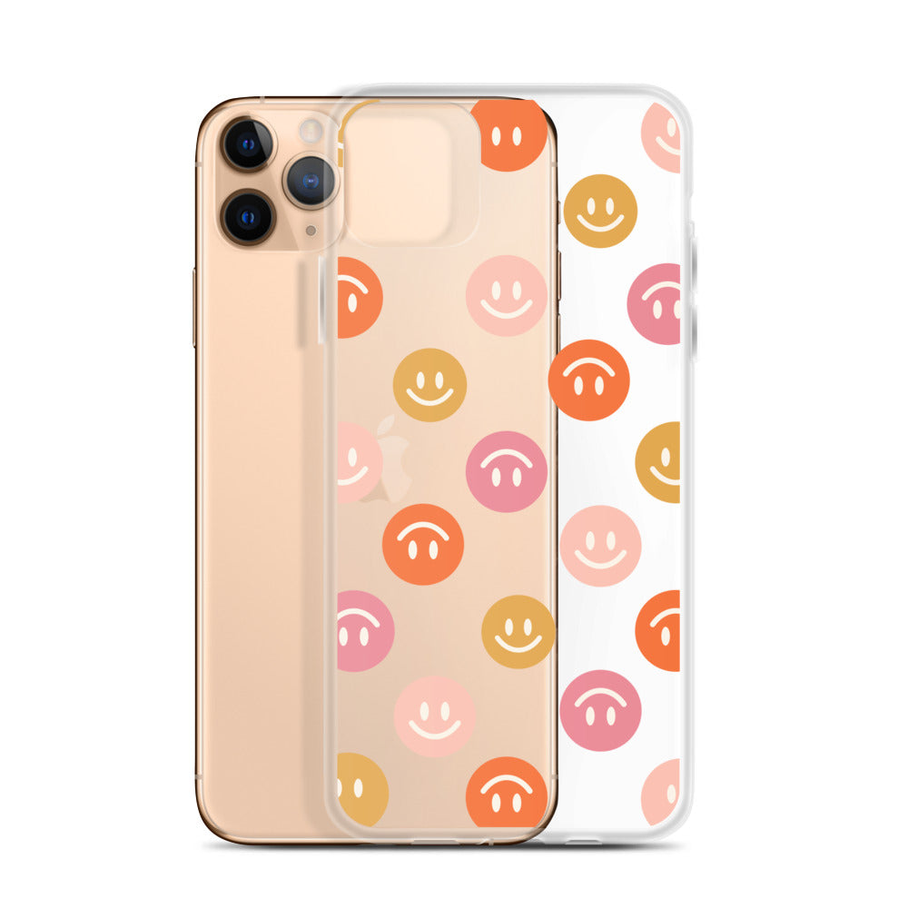 Smiling Faces Pattern iPhone Clear Case - HypeSheriff