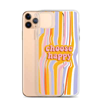 Choose Happy Retro iPhone Clear Case - HypeSheriff