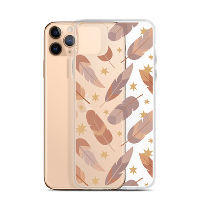 Beige Boho Feather Pattern iPhone Case