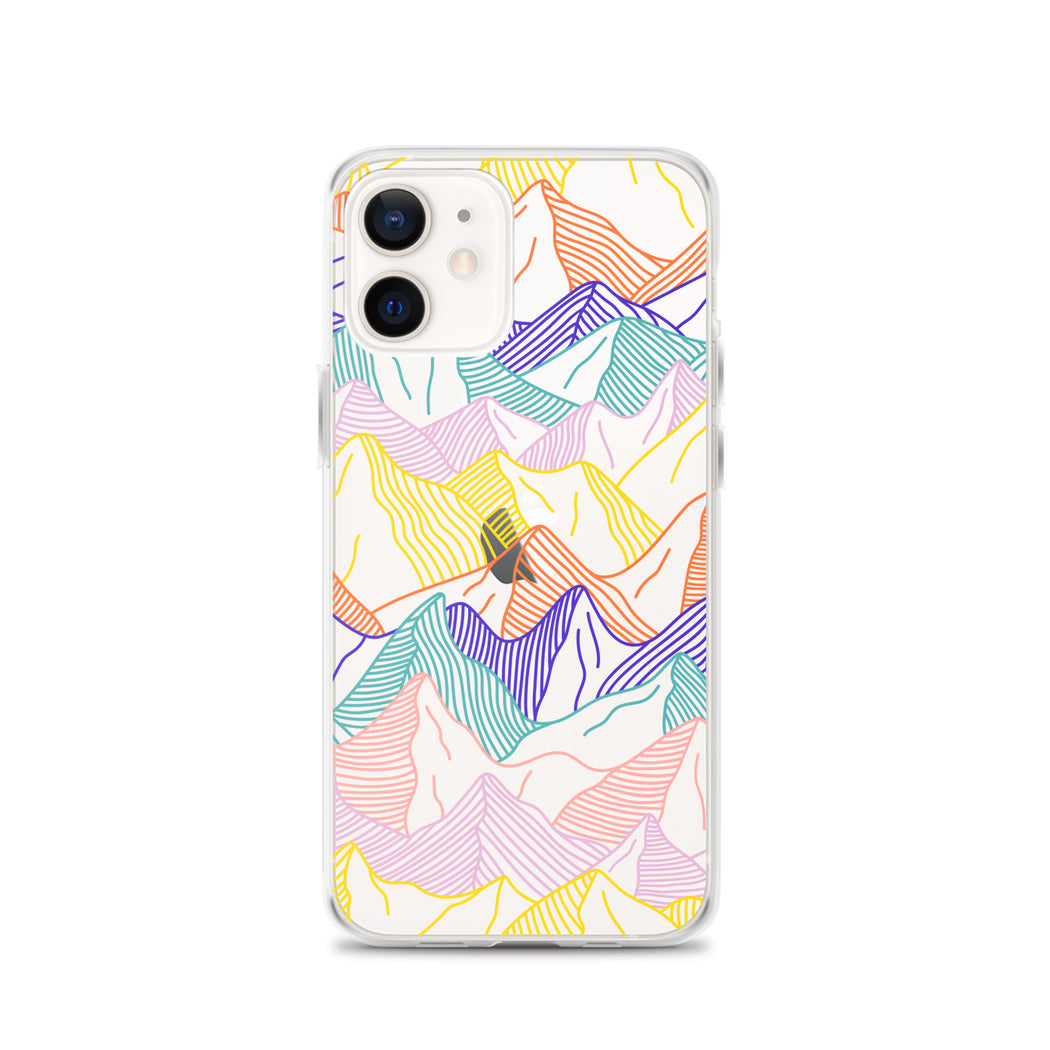 Colorful Mountains, Line Art iPhone Case