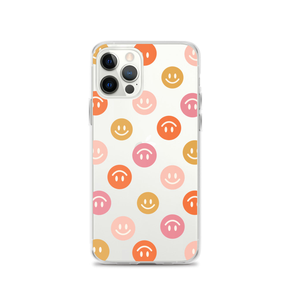 Smiling Faces Pattern iPhone Clear Case - HypeSheriff