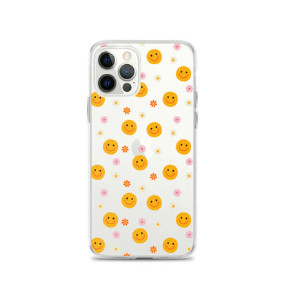 70s Retro Smiley Face Pattern iPhone Case