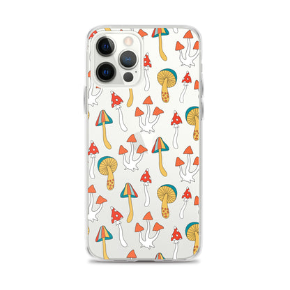 Groovy Mushrooms 70s Clear iPhone Case