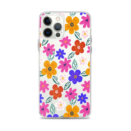 Colorful Hand drawn Flowers iPhone Case