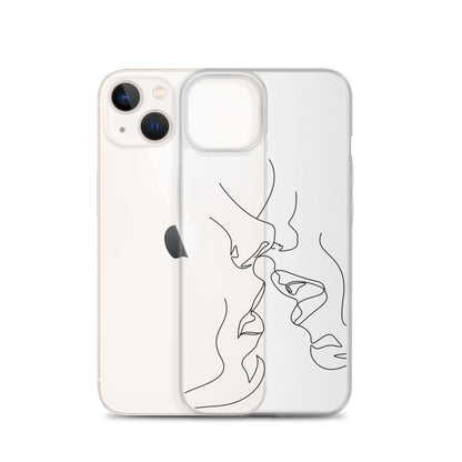 Love Kiss Line Art iPhone Case