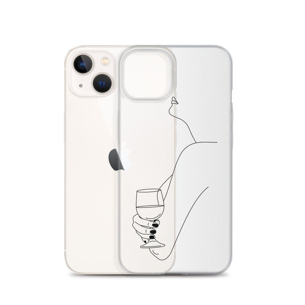 Line Art Woman Wine iPhone Case