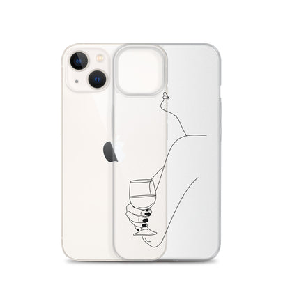 Line Art Woman Wine iPhone Case