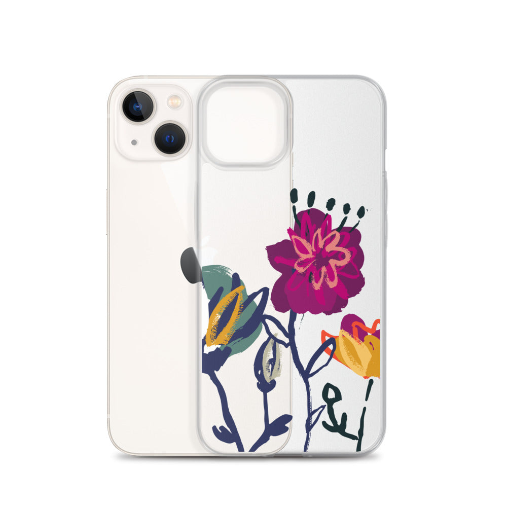 Handdrawn Clear Floral iPhone Case