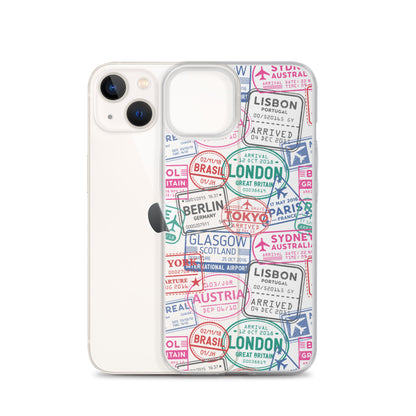 Travel Stamps Clear iPhone Case