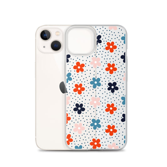 Blue Dots Floral iPhone Case