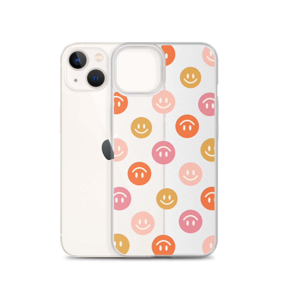 Smiling Faces Pattern iPhone Clear Case - HypeSheriff