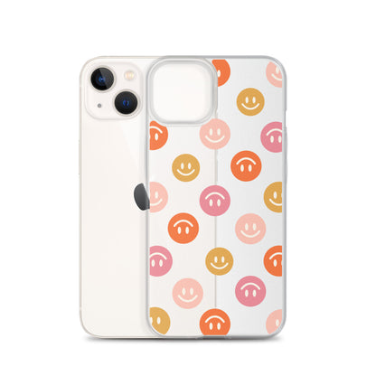 Smiling Faces Pattern iPhone Clear Case - HypeSheriff