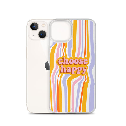 Choose Happy Retro iPhone Clear Case