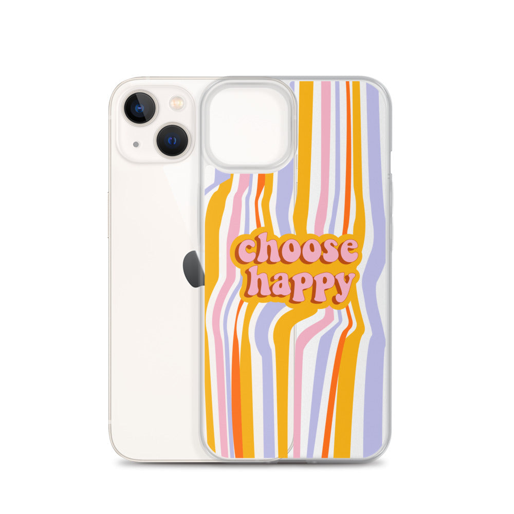 Choose Happy Retro iPhone Clear Case - HypeSheriff