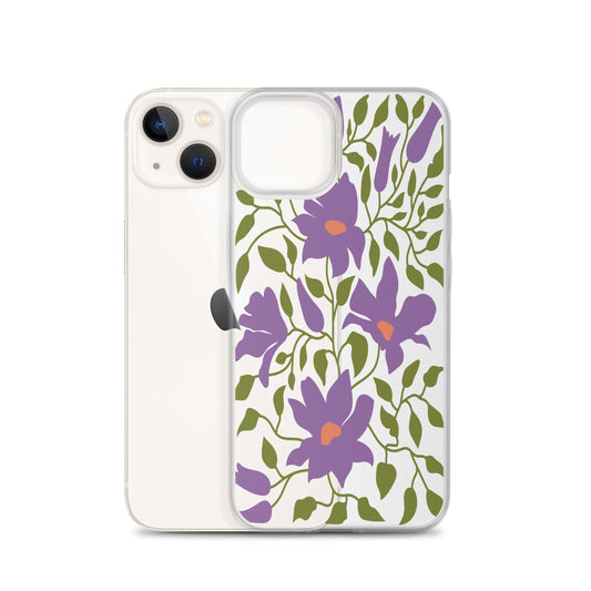 Violet Flowers Botanical Pattern iPhone Case