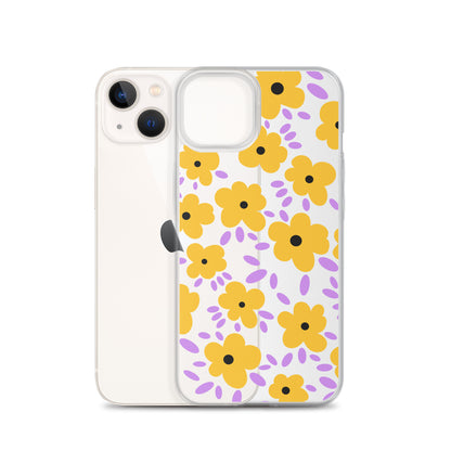 Retro Yellow Flowers 70s iPhone Case