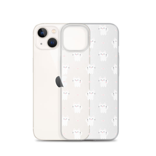 Tiny Cute White Cats Pattern iPhone Case