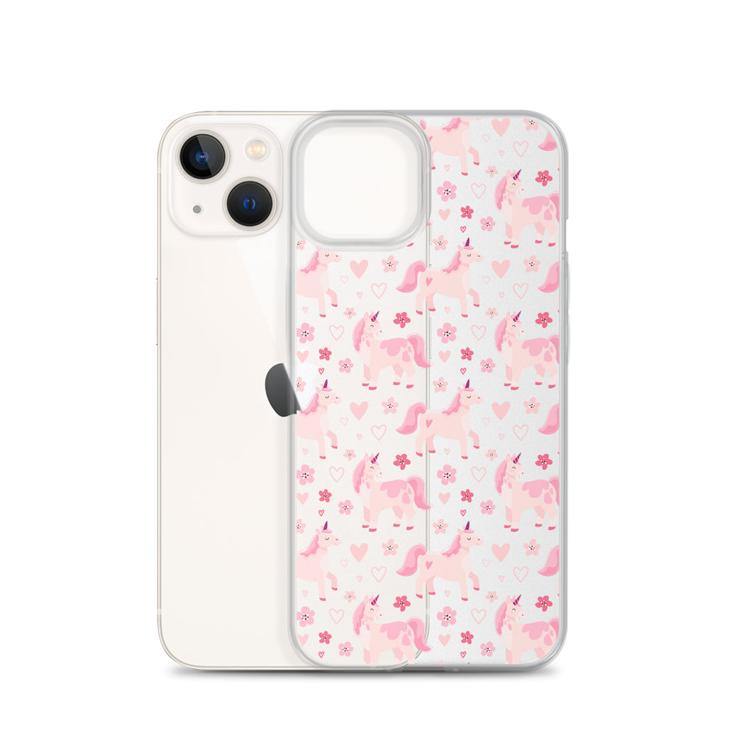 Childish Pink Unicorn Pattern iPhone Case