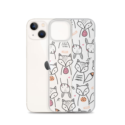 Cute Fox and Rabbit For Kids iPhone Case