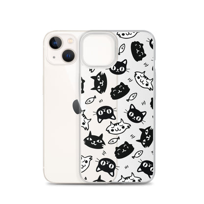 Black&White Cats Pattern iPhone Case