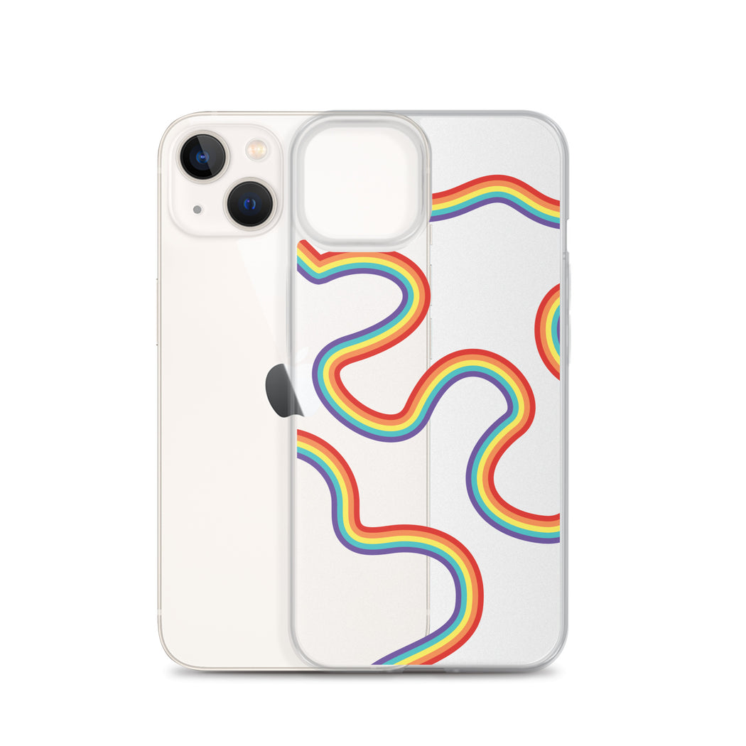 Abstract Rainbow Lines Clear iPhone Case