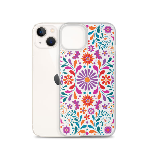 Colorful Mexican Floral Clear iPhone Case