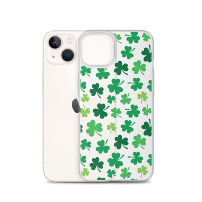 Green Four Leaf Clover Pattern iPhone Case