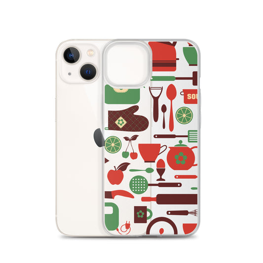 Retro Kitchen Accessories Pattern iPhone Case