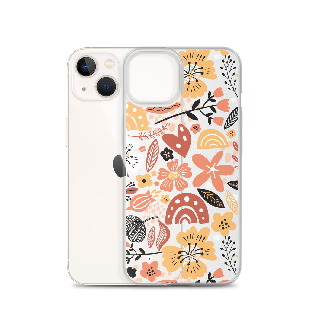 Boho Yellow Flowers Clear iPhone Case