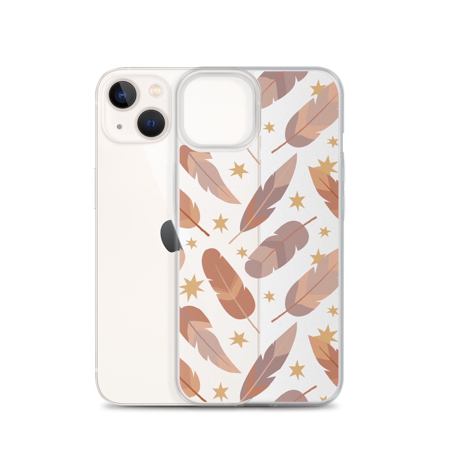 Beige Boho Feather Pattern iPhone Case