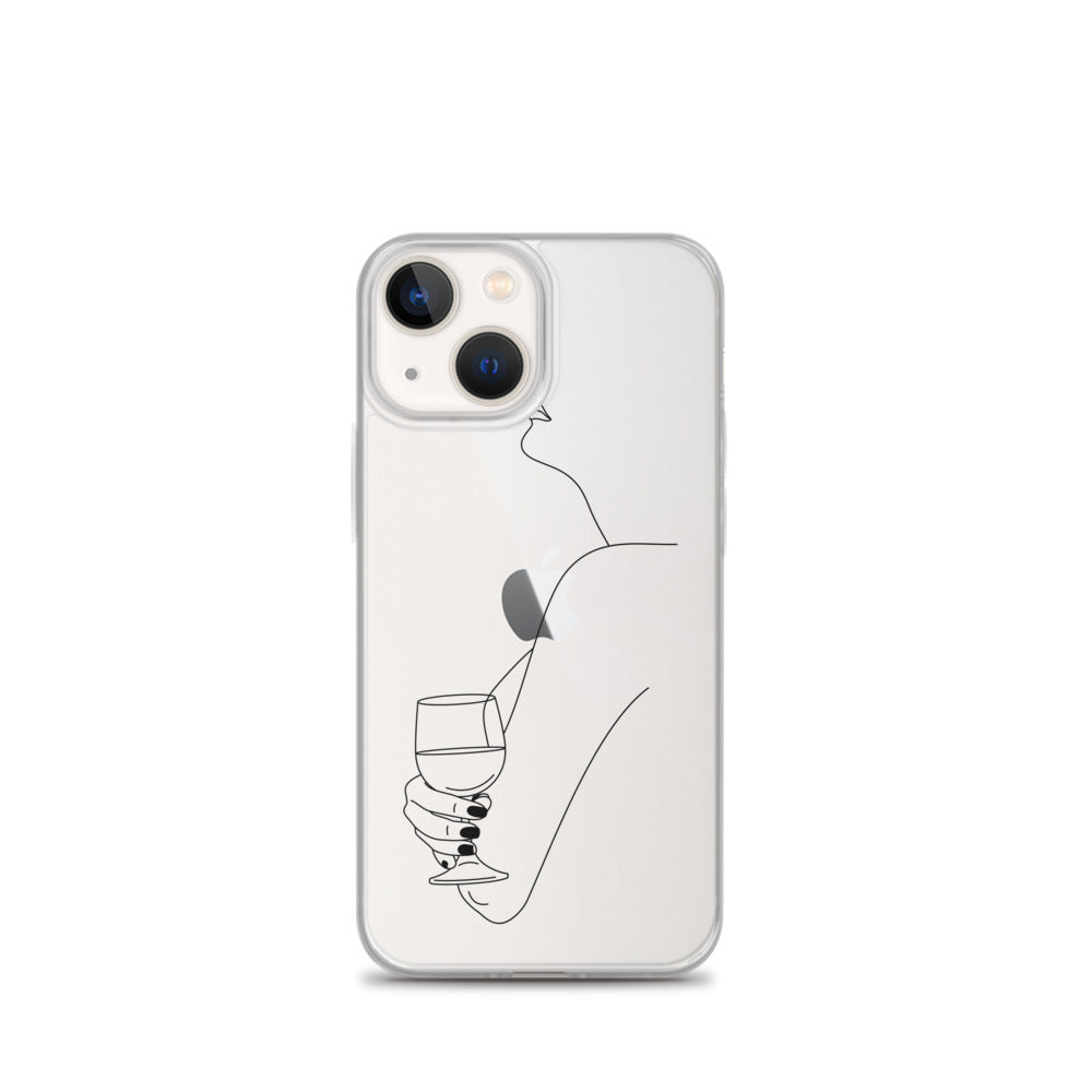 Line Art Woman Wine iPhone Case