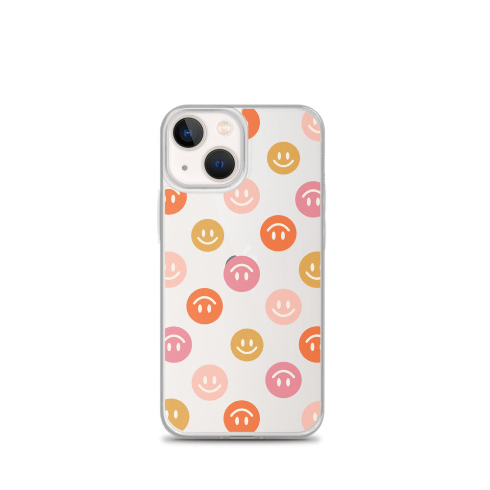 Smiling Faces Pattern iPhone Clear Case - HypeSheriff