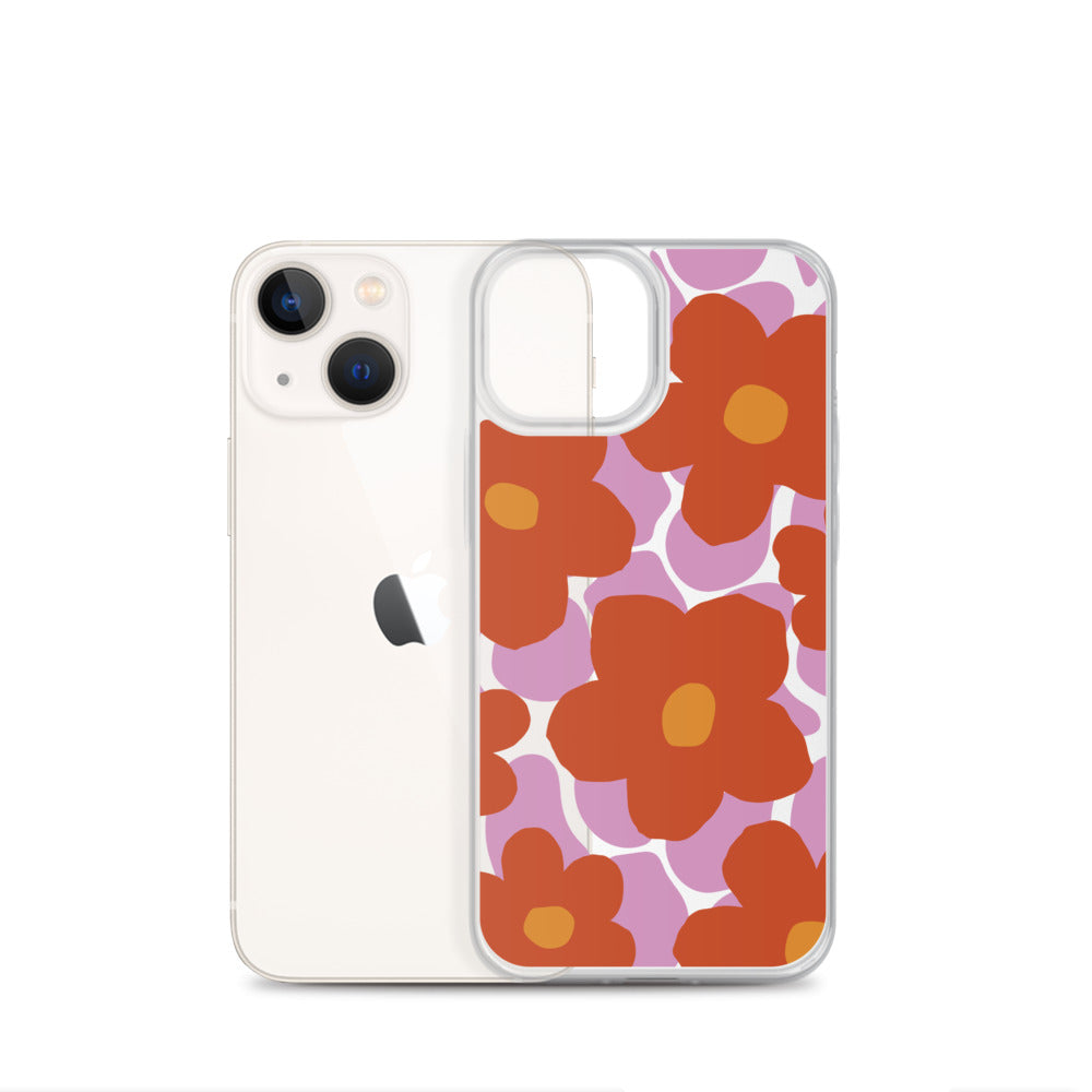 70s poppies drawing - iPhone Clear Case