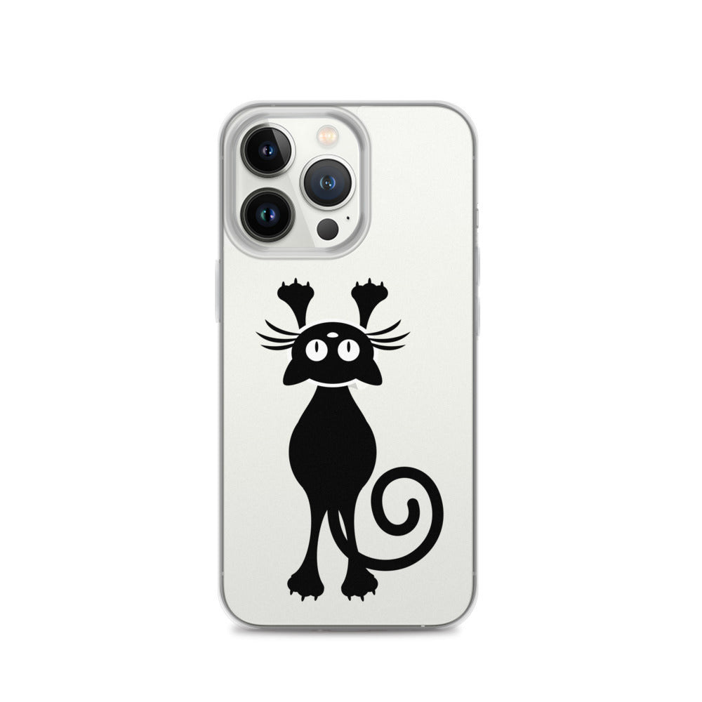 Funny Black Cat iPhone Clear Case