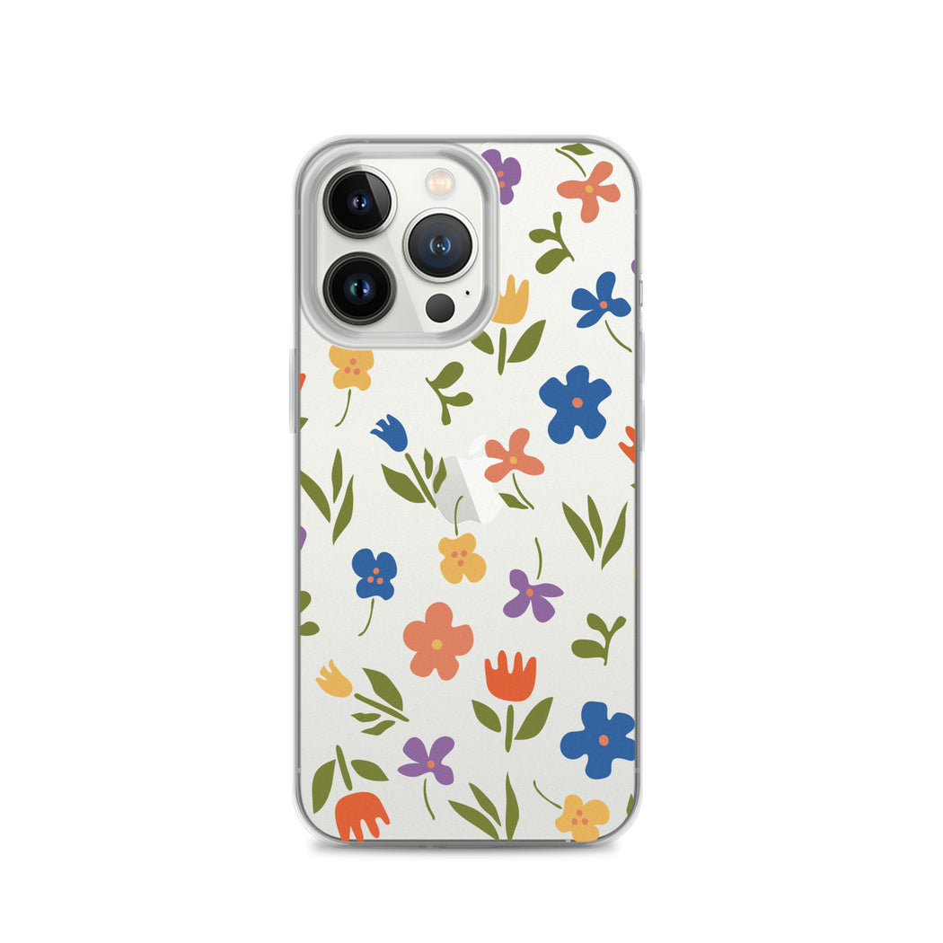 Retro Minimalist Floral Pattern iPhone Case