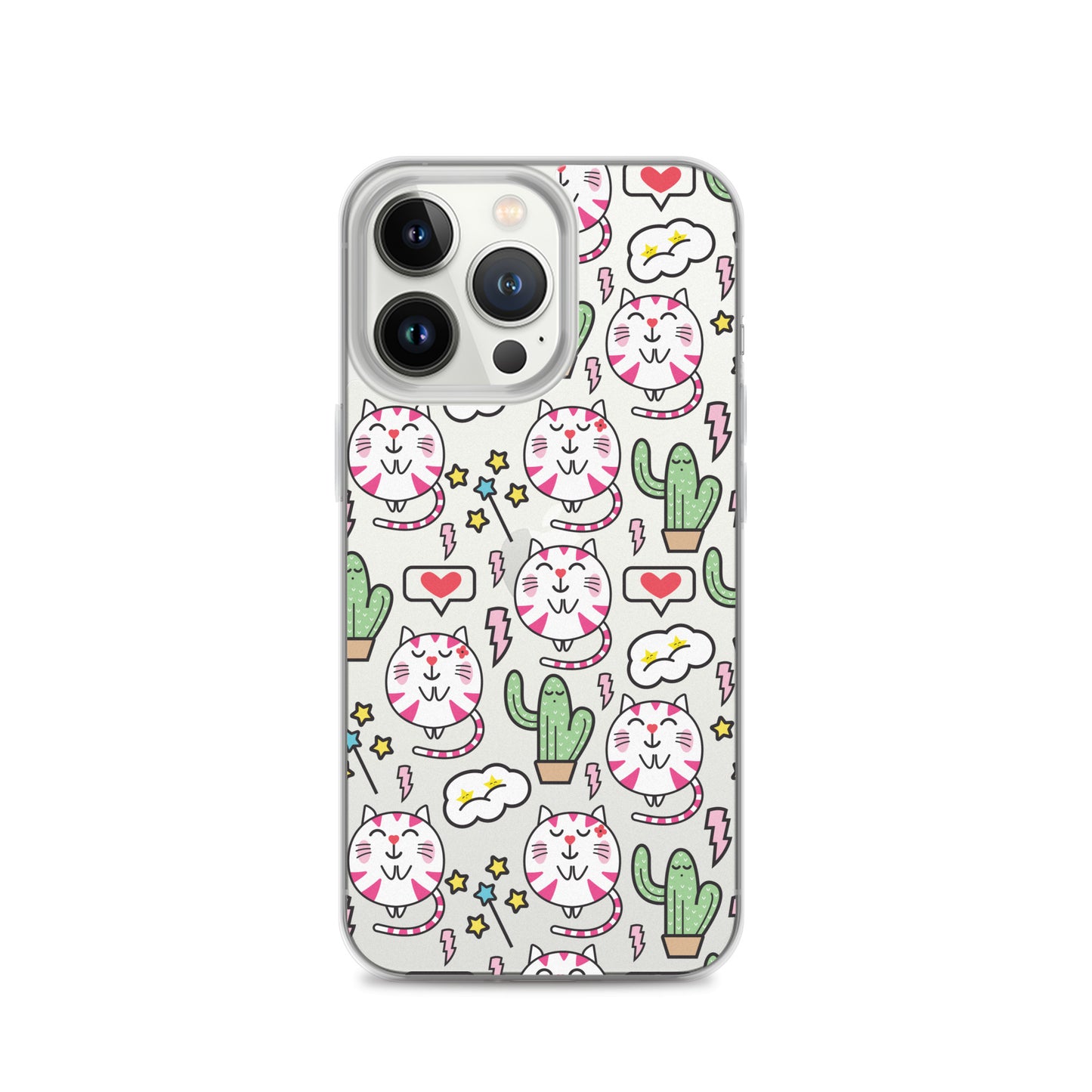 Pattern with Cat and Cactus iPhone Case