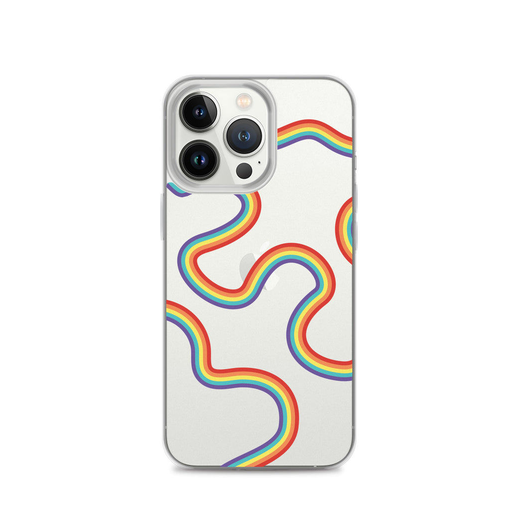 Abstract Rainbow Lines Clear iPhone Case