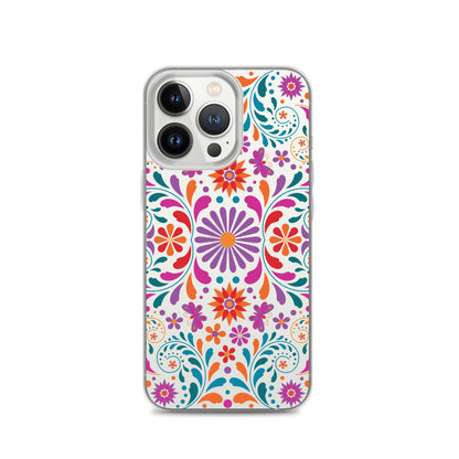 Colorful Mexican Floral Clear iPhone Case