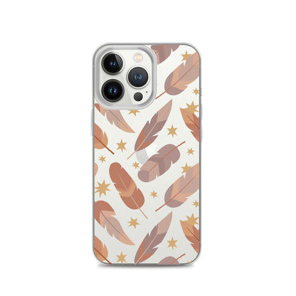 Beige Boho Feather Pattern iPhone Case